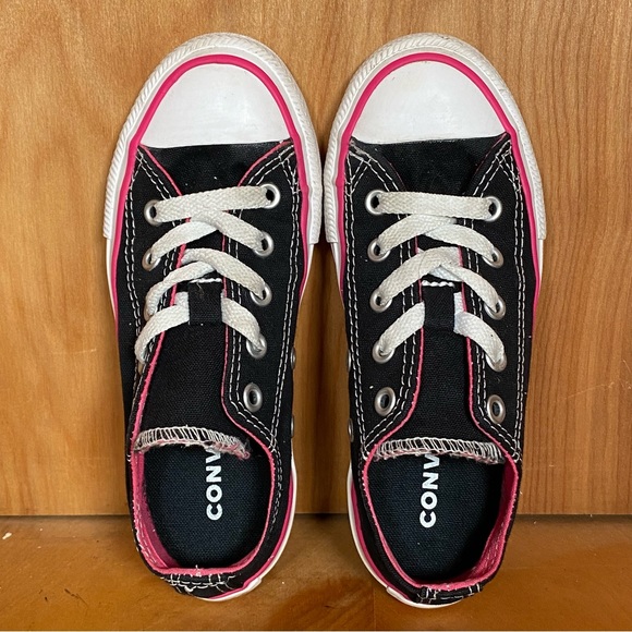 Youth 12 Converse All Star Low Sneakers Black Pink SEF0921 - Picture 5 of 8